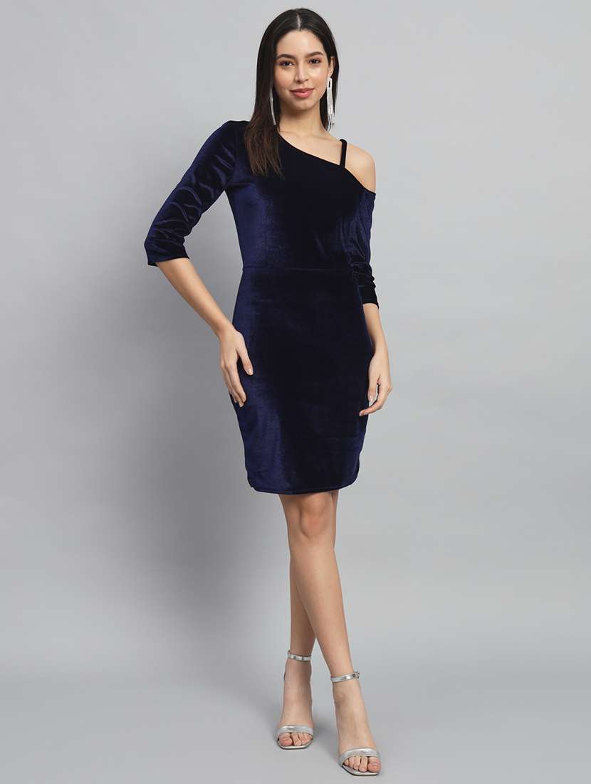 women solid single shoulder bodycon dress - 22092175 -  Standard Image - 2