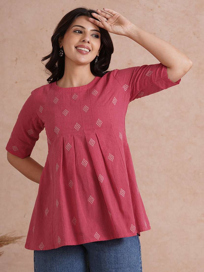 women printed short sleeve a-line kurti - 22092180 -  Standard Image - 2