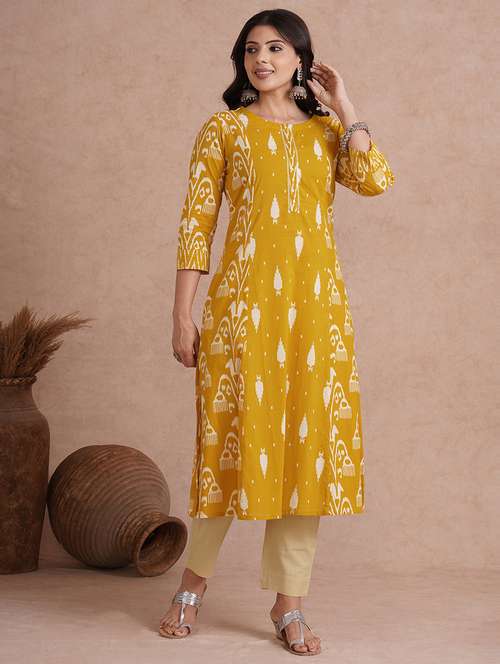 women embroidered three quarter sleeve a-line kurta  - 22092191 -  Standard Image - 0