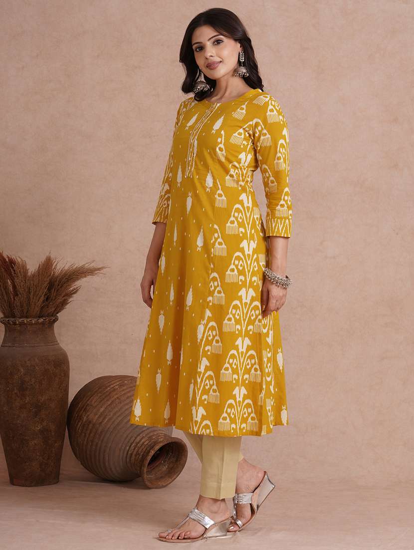 women embroidered three quarter sleeve a-line kurta - 22092191 - Standard Image - 2