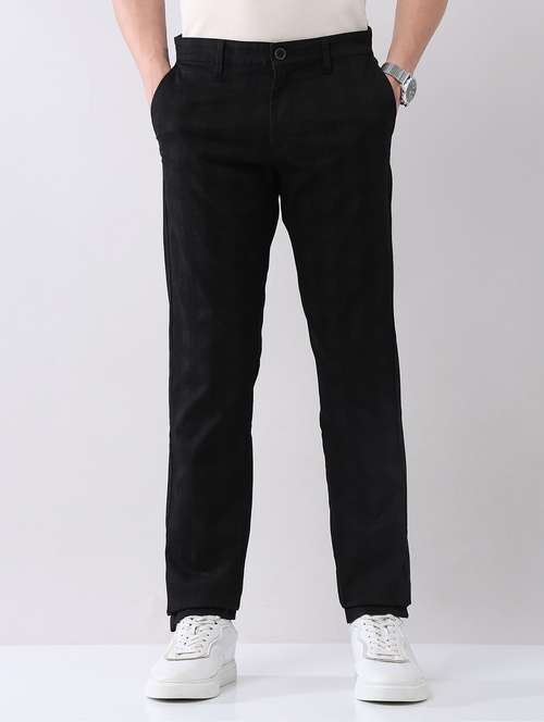 men solid mid rise flat front chinos trouser - 22092313 -  Standard Image - 0