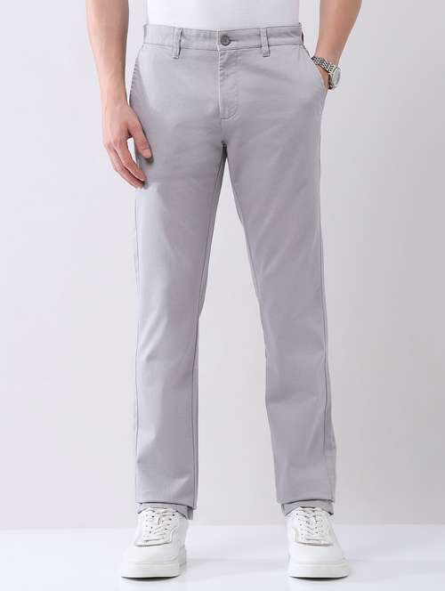 men solid mid rise flat front chinos trouser - 22092322 -  Standard Image - 0