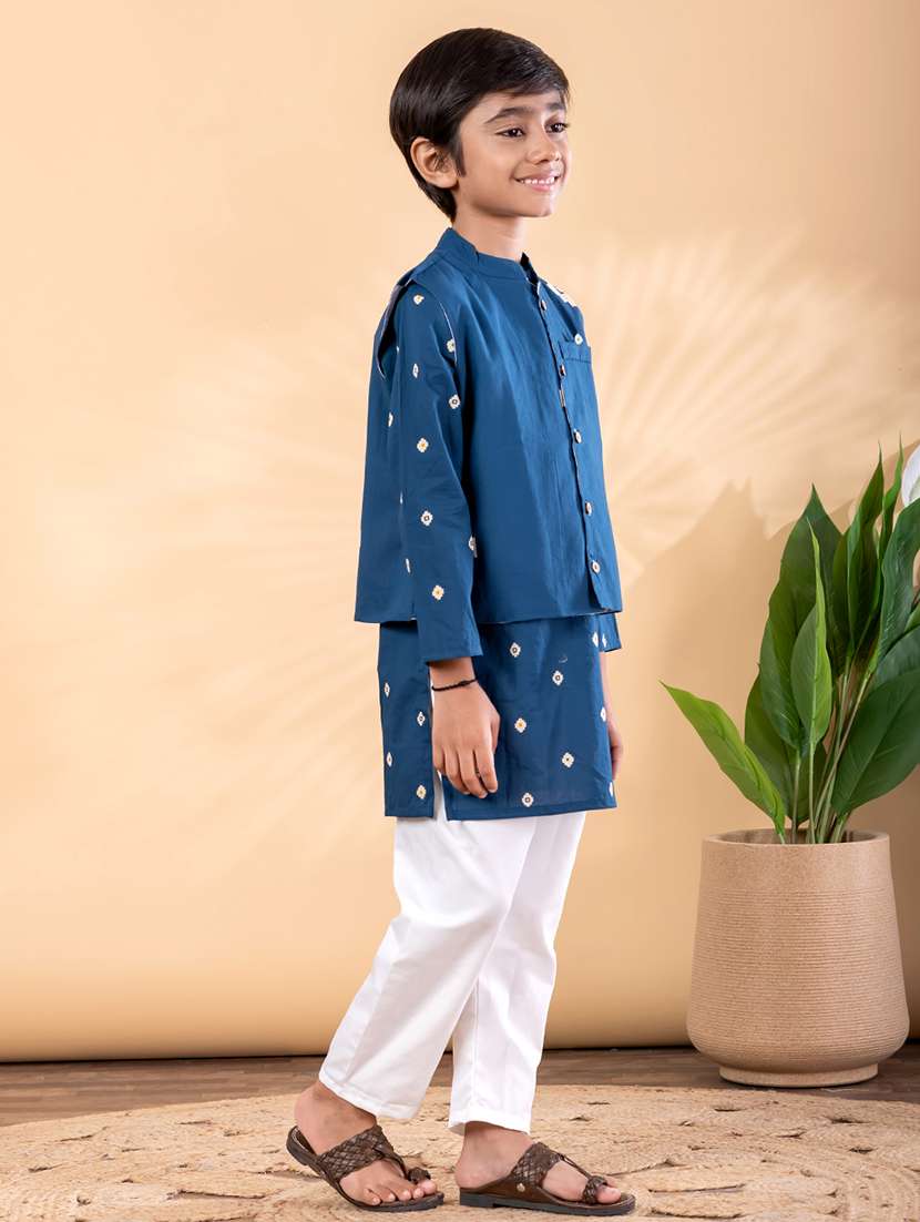 teal cotton kurta sets kurtas & set - 22092337 -  Standard Image - 2