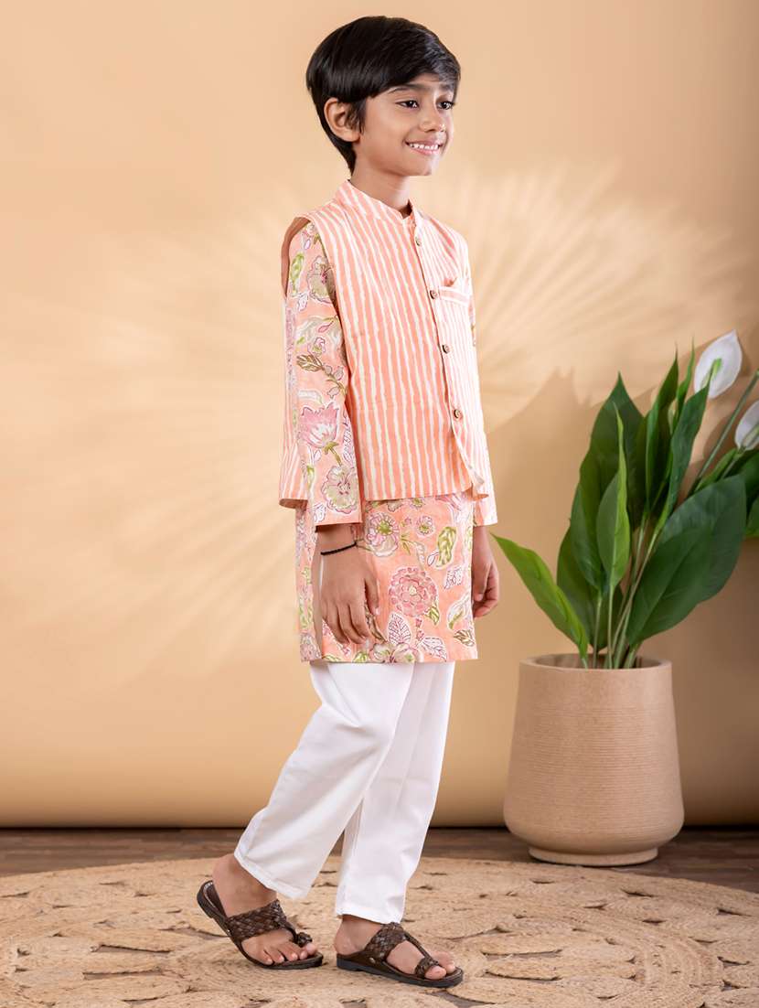 peach cotton kurta sets kurtas & set - 22092340 -  Standard Image - 2