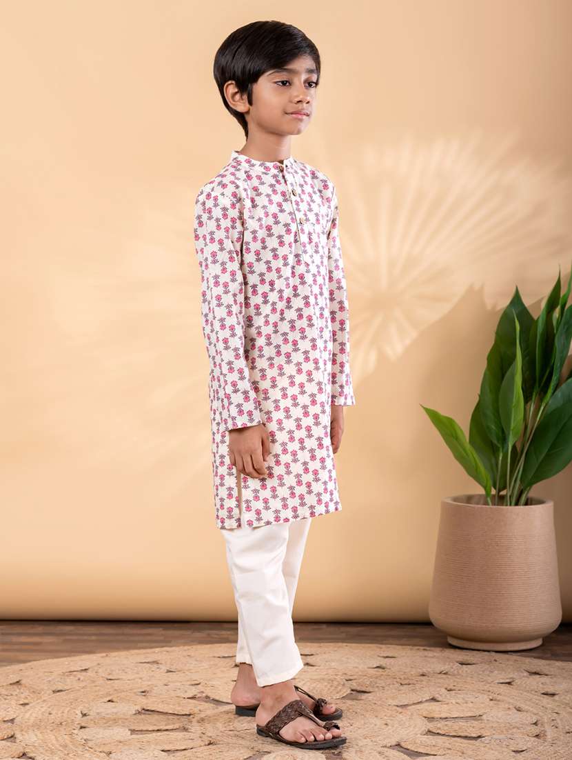 boys printed mandarin neck kurta pyjama set - 22092342 - Standard Image - 2