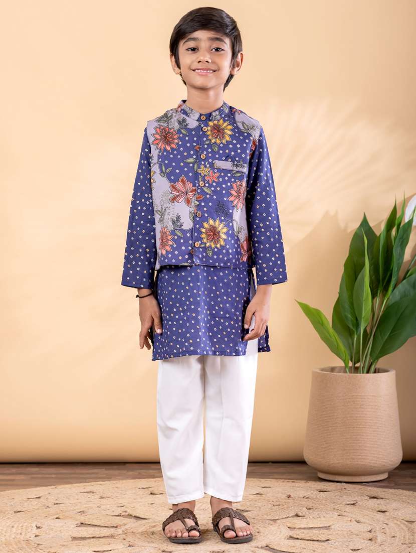 blue cotton kurta sets kurtas & set - 22092351 -  Standard Image - 2