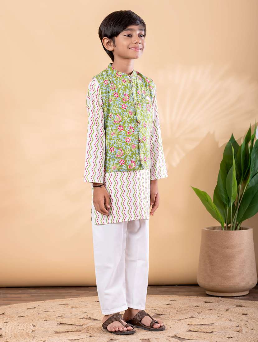green cotton kurta sets kurtas & set - 22092356 - Standard Image - 2
