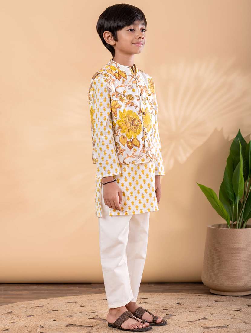 yellow cotton kurta sets kurtas & set - 22092357 -  Standard Image - 2