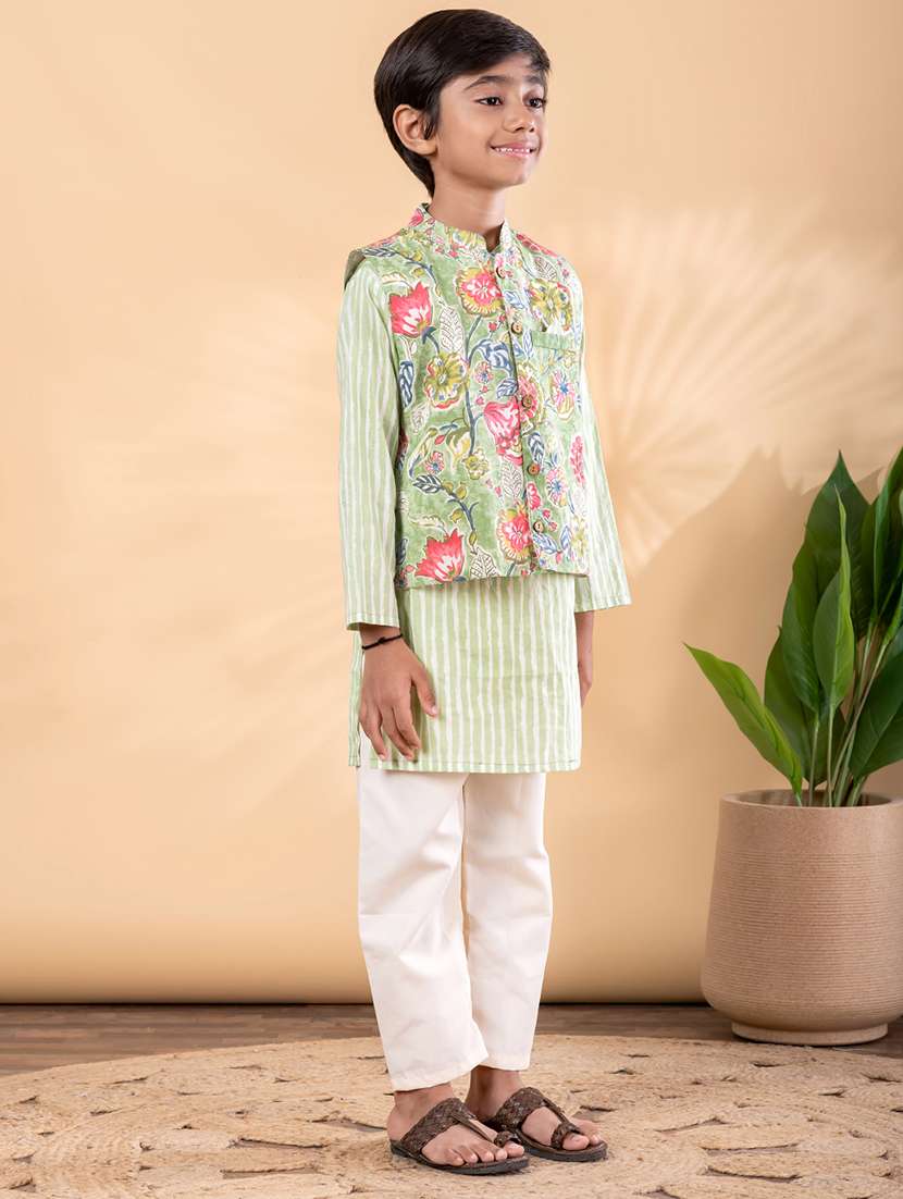 green cotton kurta sets kurtas & set - 22092358 - Standard Image - 2