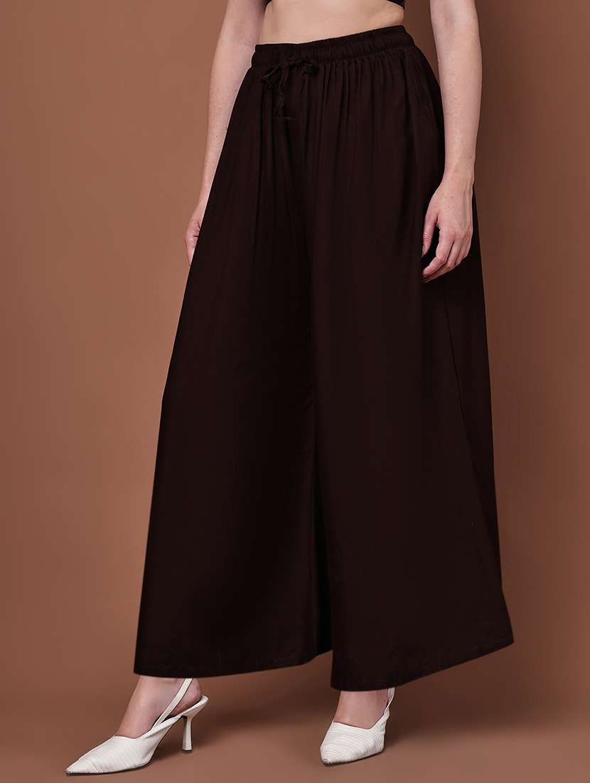 brown viscose palazzos - 22092360 -  Standard Image - 2