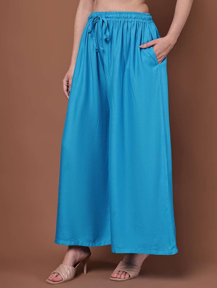 blue viscose palazzos - 22092363 -  Standard Image - 2