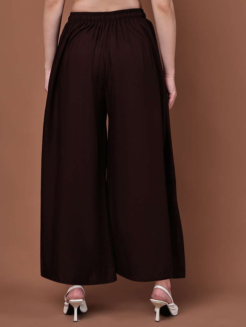 women pack of 2 solid high rise flared palazzo - 22092381 -  Standard Image - 2