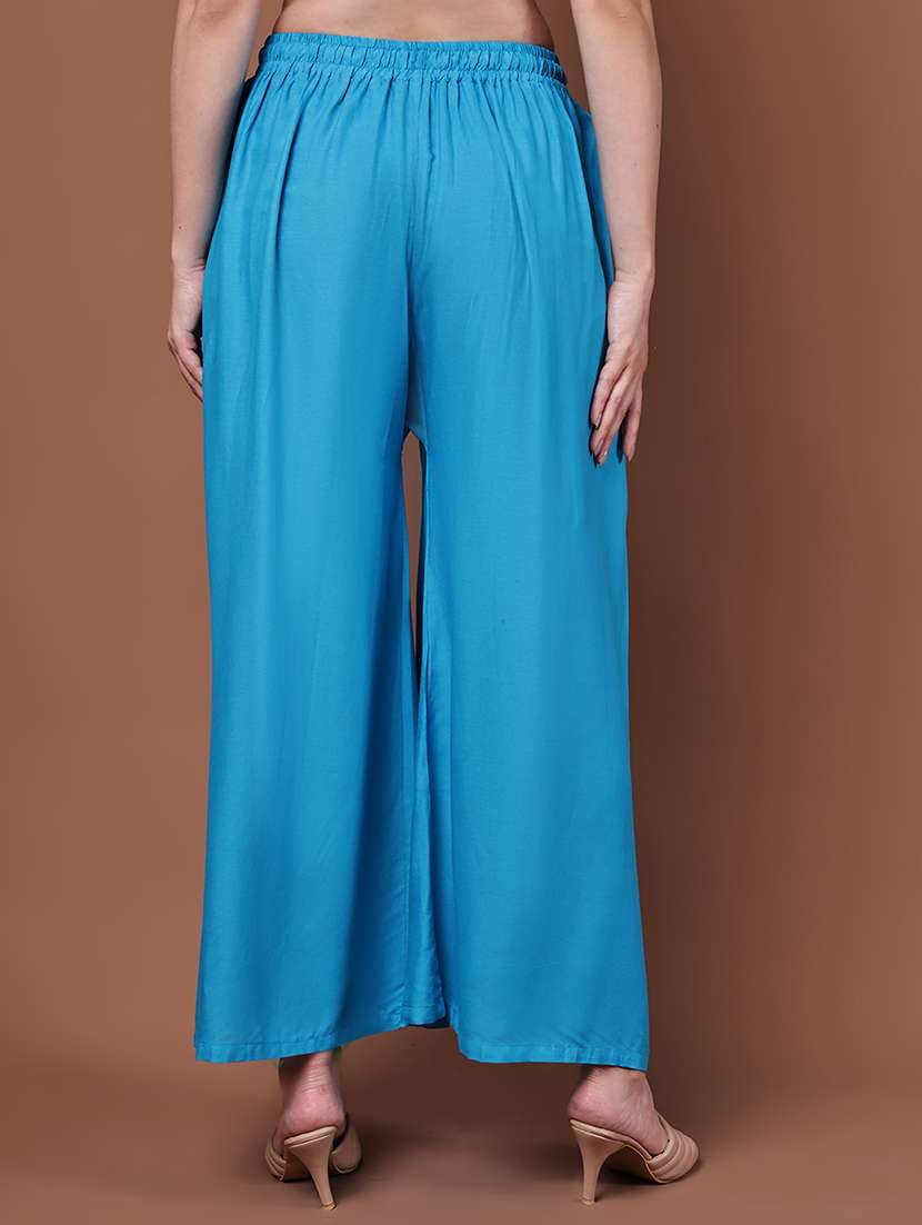 women pack of 2 solid high rise flared palazzo - 22092405 - Standard Image - 2