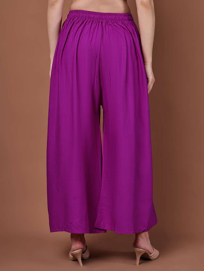 women pack of 2 solid high rise flared palazzo - 22092430 -  Standard Image - 2