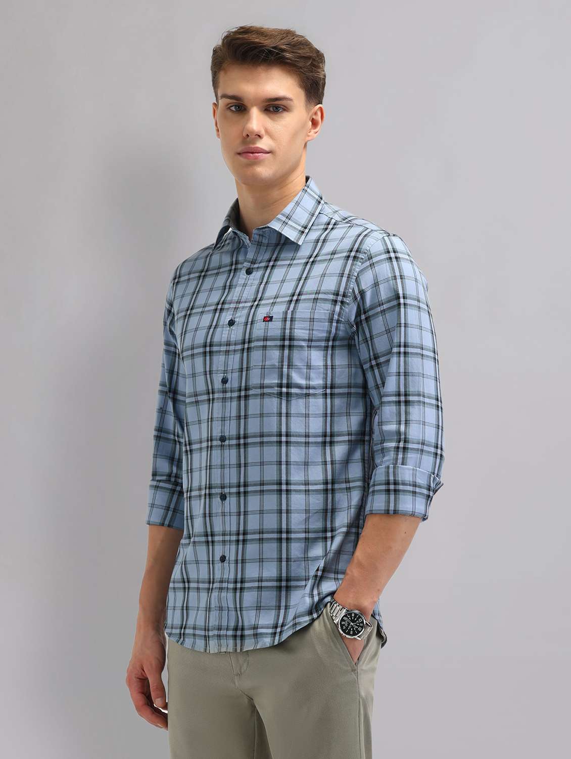 men checkered long sleeve regular fit casual shirt - 22092479 -  Standard Image - 2