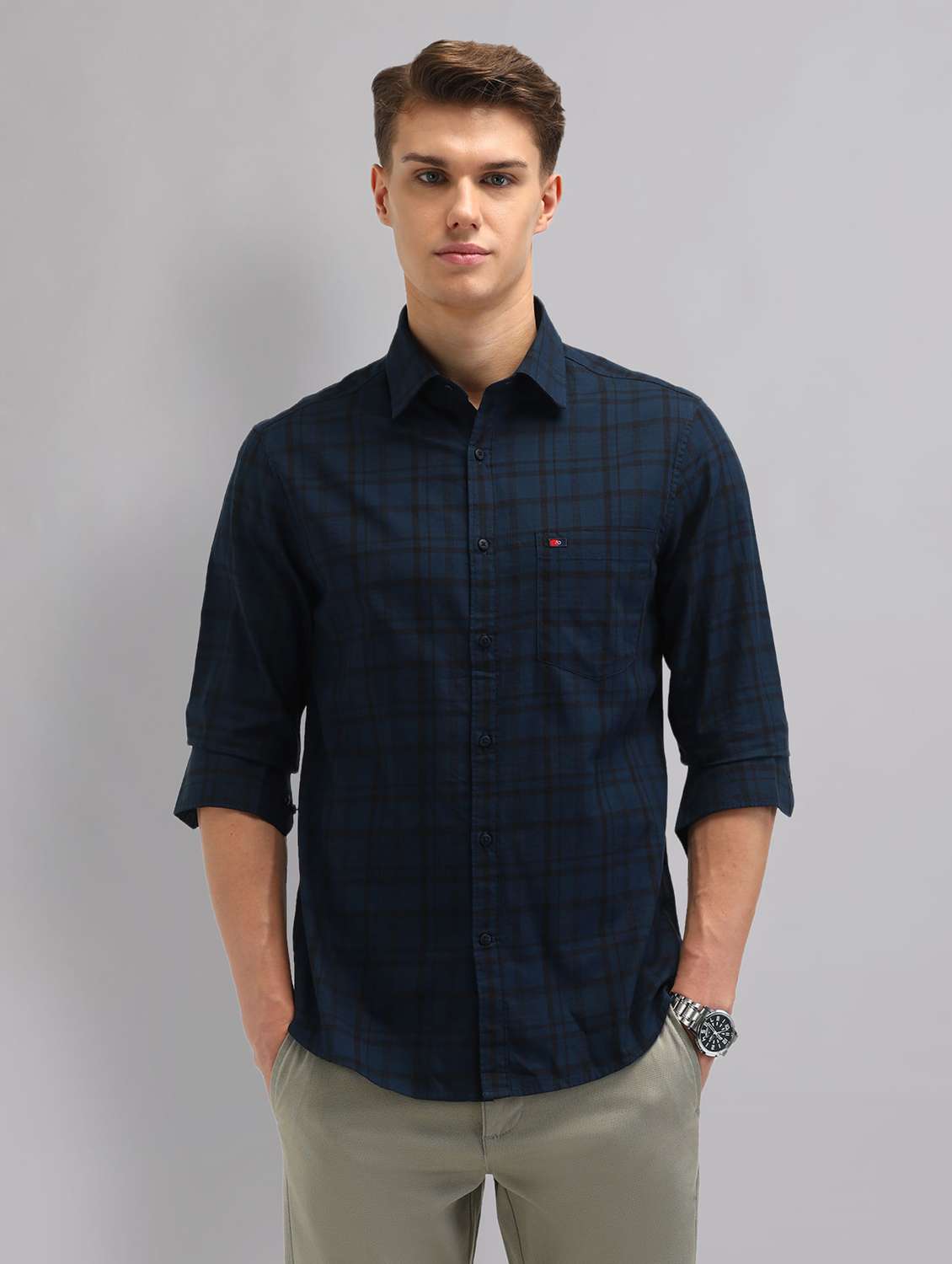 men checkered long sleeve regular fit casual shirt - 22092480 -  Standard Image - 2