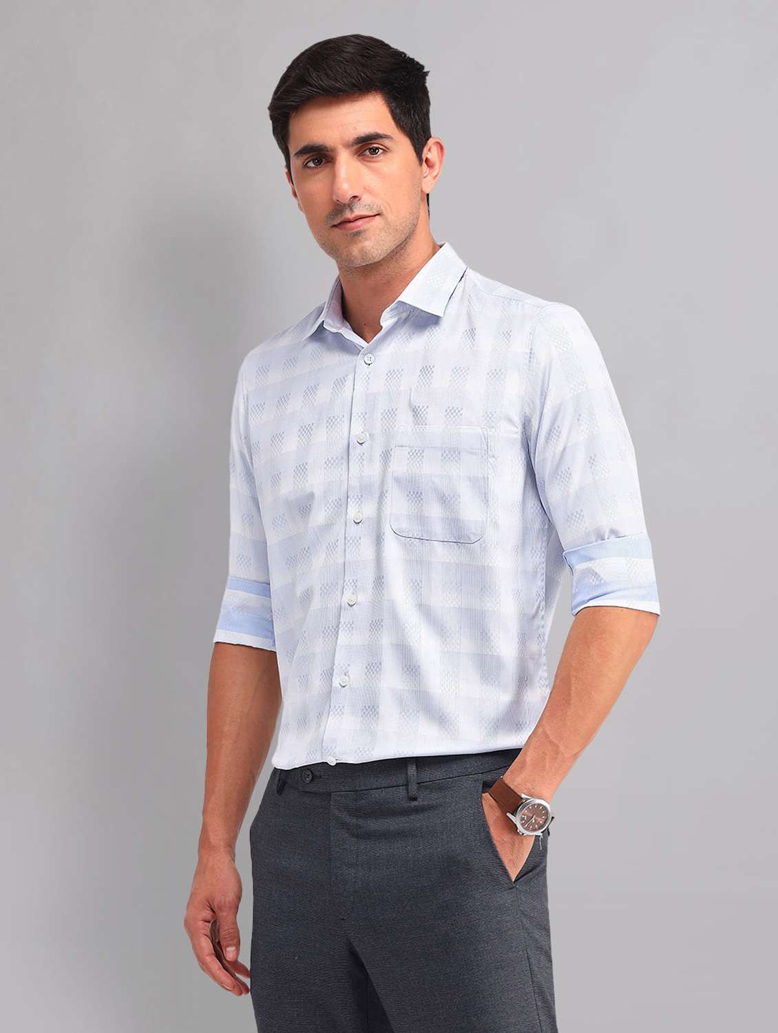 men checkered long sleeve regular fit casual shirt - 22092481 - Standard Image - 2