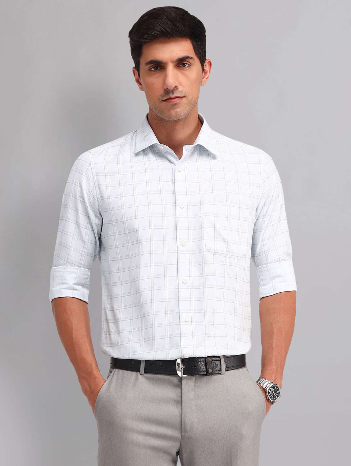 men checkered long sleeve regular fit casual shirt - 22092484 - Standard Image - 2