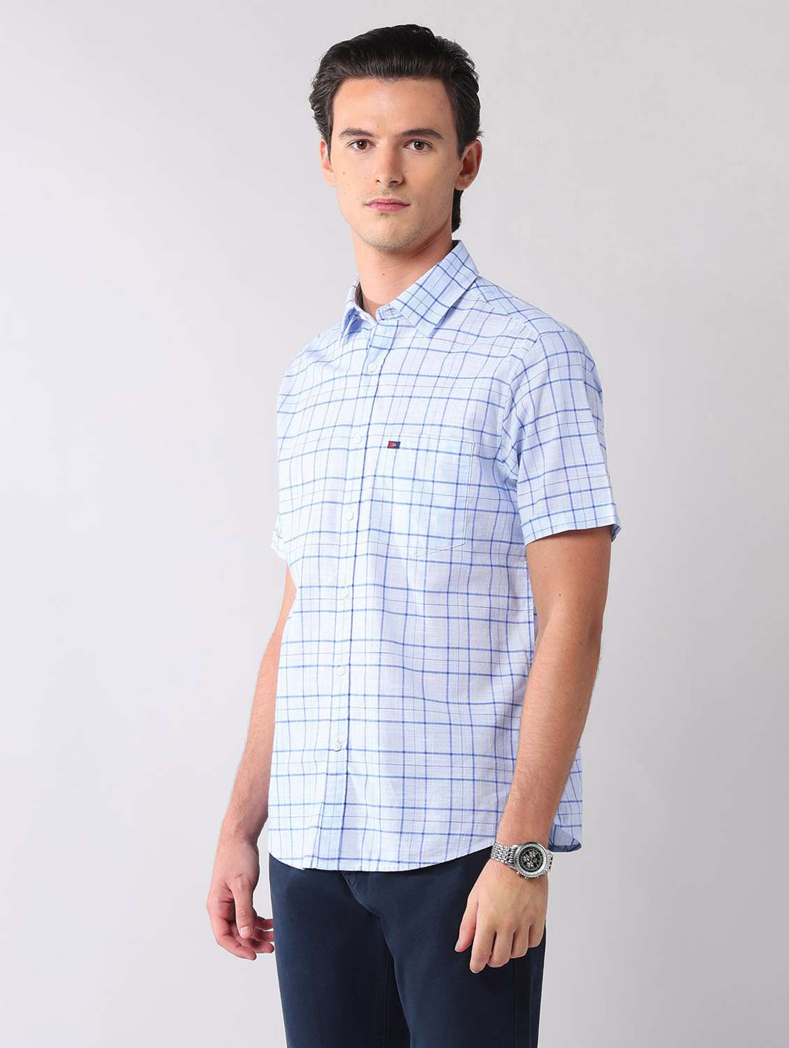 men checkered short sleeve regular fit casual shirt - 22092490 -  Standard Image - 2