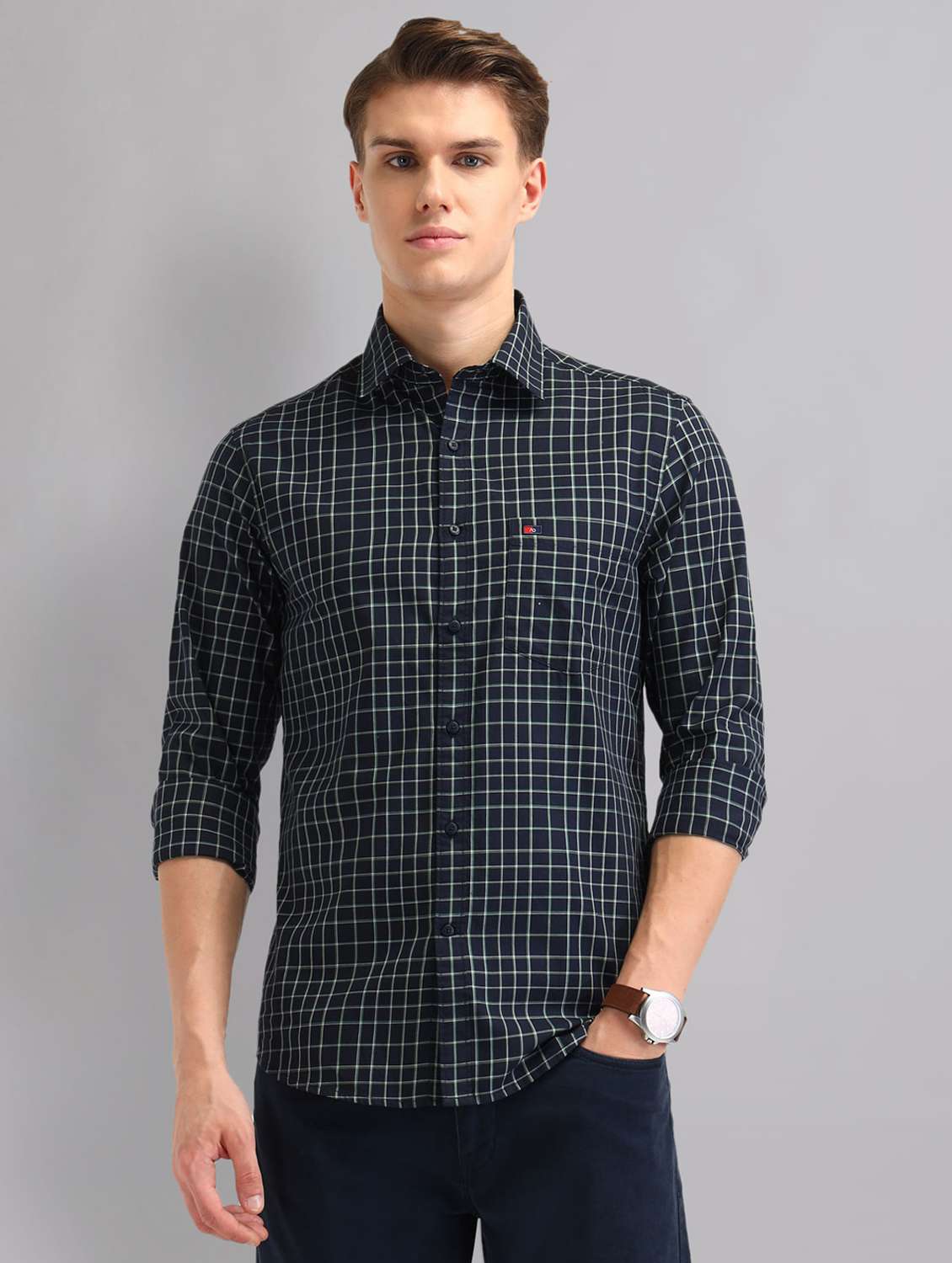 men checkered long sleeve regular fit casual shirt - 22092517 - Standard Image - 2
