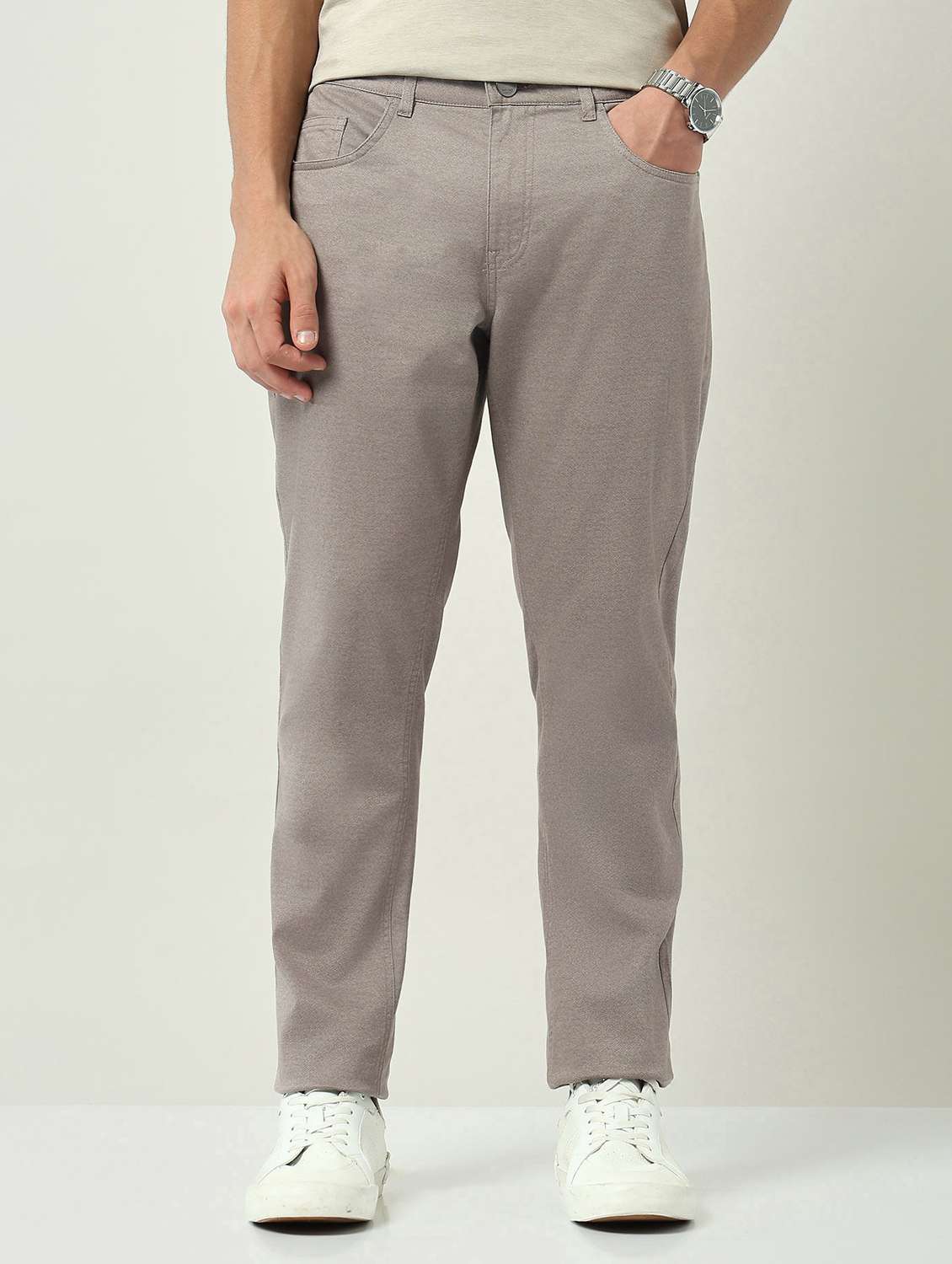 men solid mid rise flat front chinos trouser - 22092524 -  Standard Image - 2