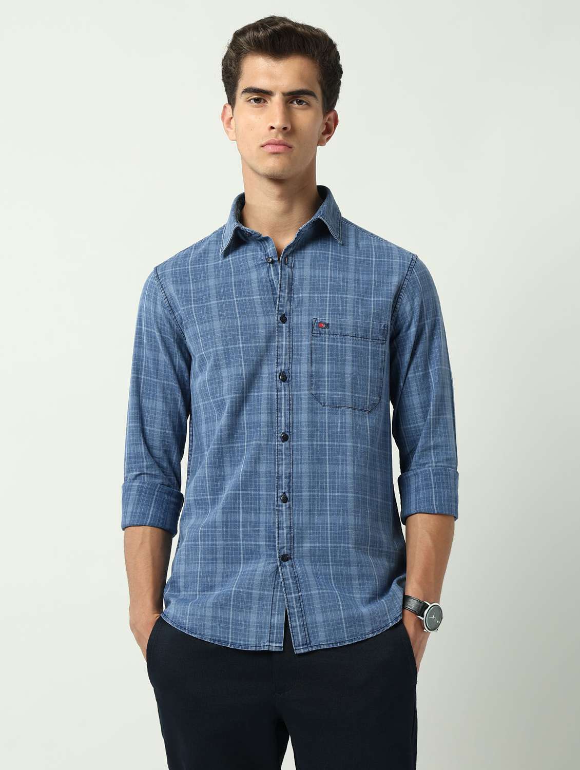 men checkered long sleeve regular fit casual shirt - 22092540 -  Zoom Image - 0
