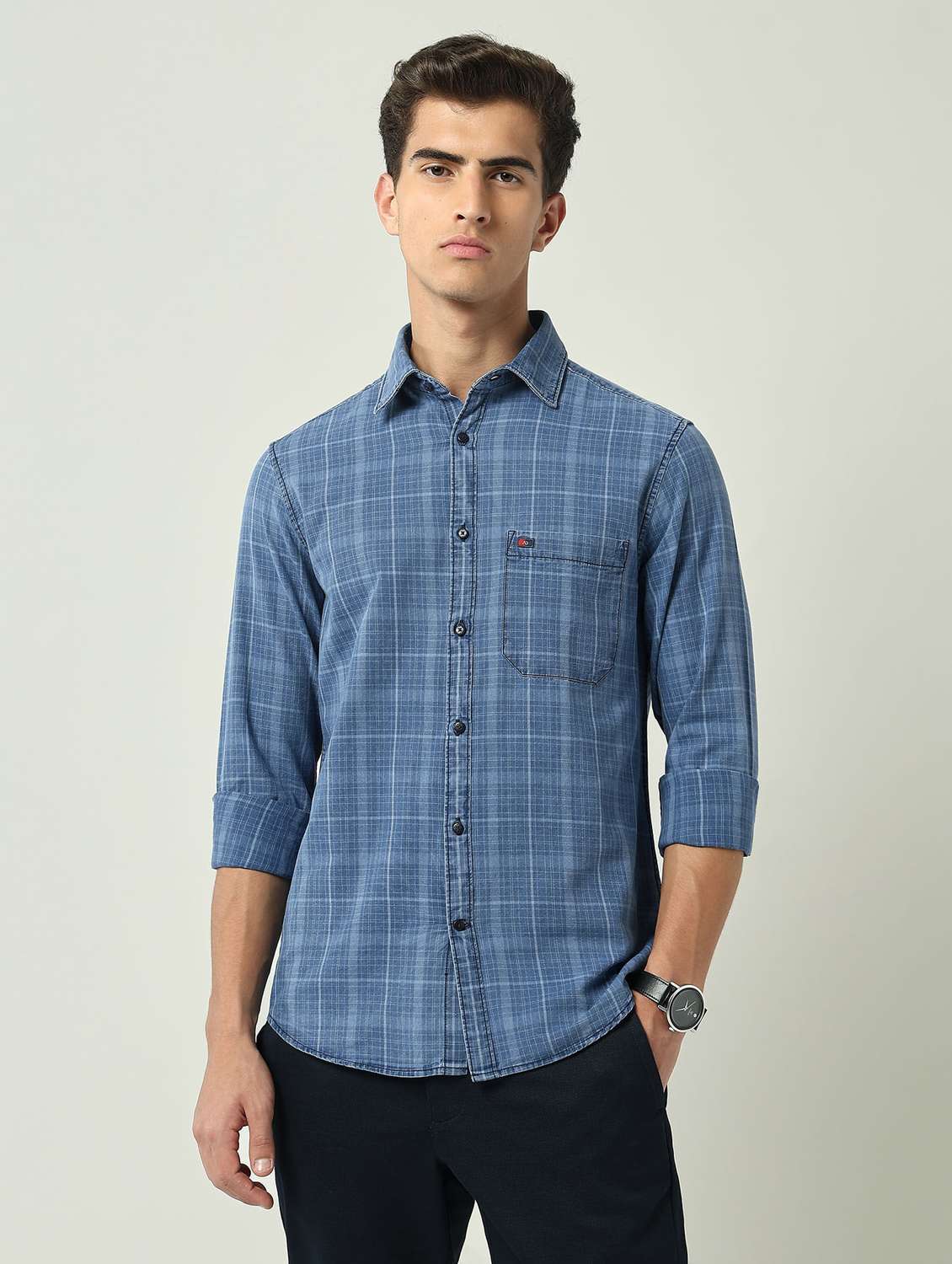 men checkered long sleeve regular fit casual shirt - 22092540 - Standard Image - 2