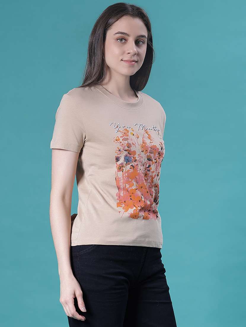 women printed short sleeve regular fit t-shirt - 22092714 -  Standard Image - 2