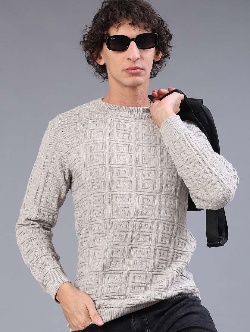 men self design long sleeve regular fit pullover  - 22092736 -  Standard Image - 2