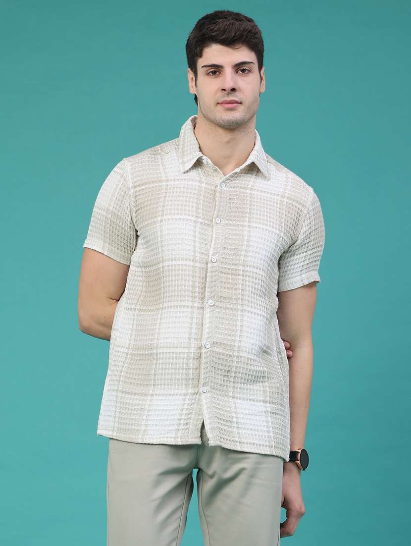 men checkered short sleeve regular fit casual shirt - 22092882 -  Standard Image - 2