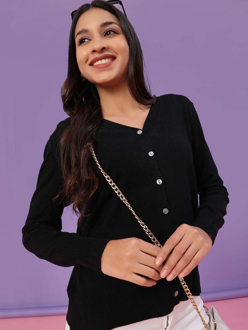 women solid long sleeve cardigan - 22092883 -  Standard Image - 2