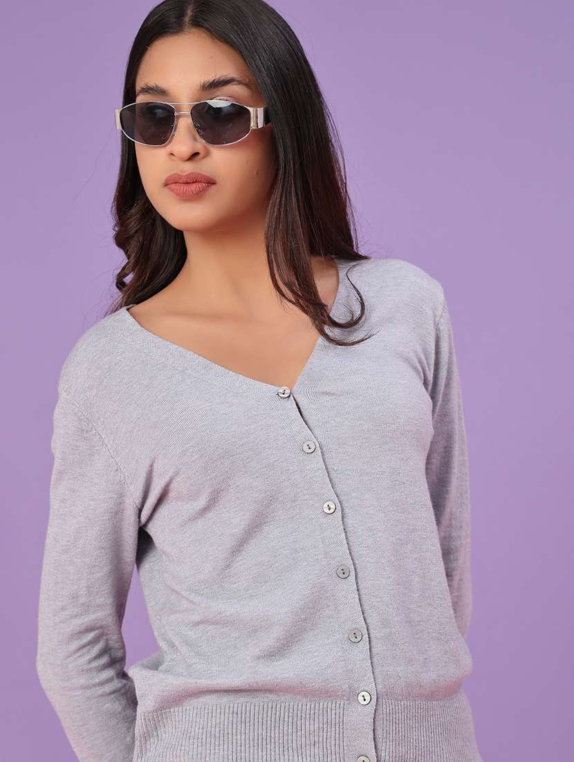 women solid long sleeve cardigan - 22092884 -  Standard Image - 2