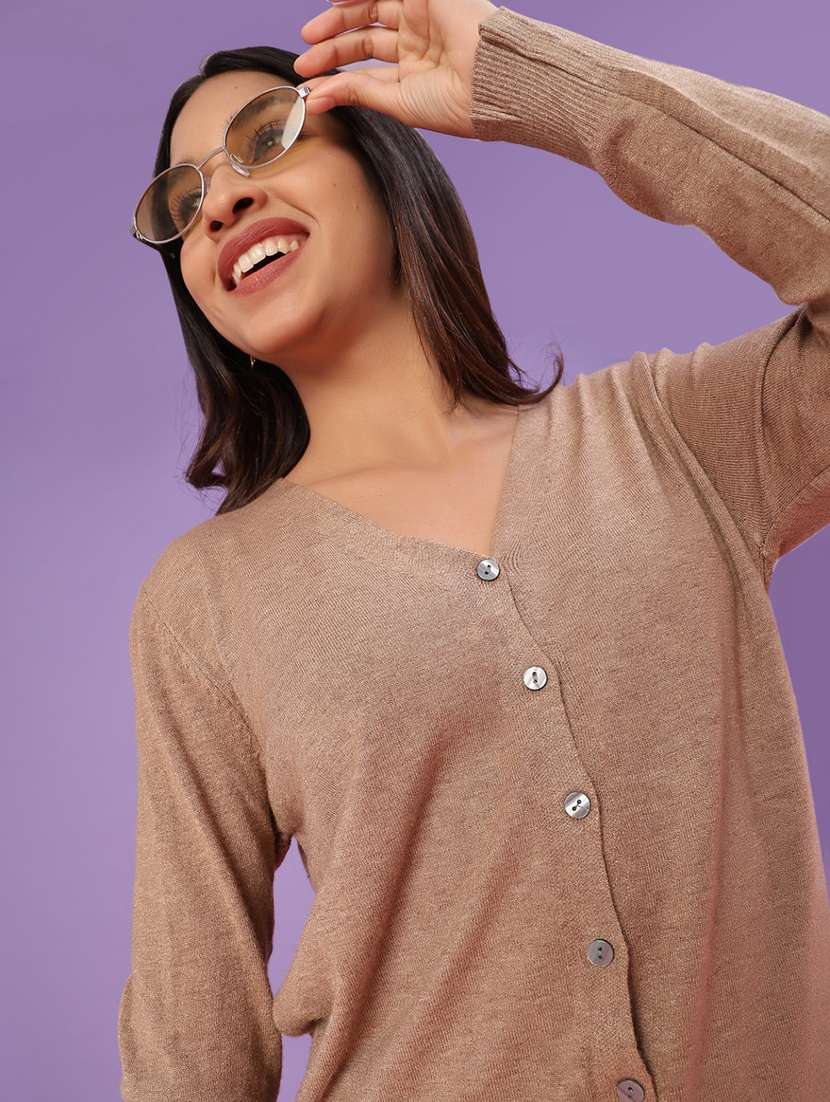 women solid long sleeve cardigan - 22092886 -  Standard Image - 2