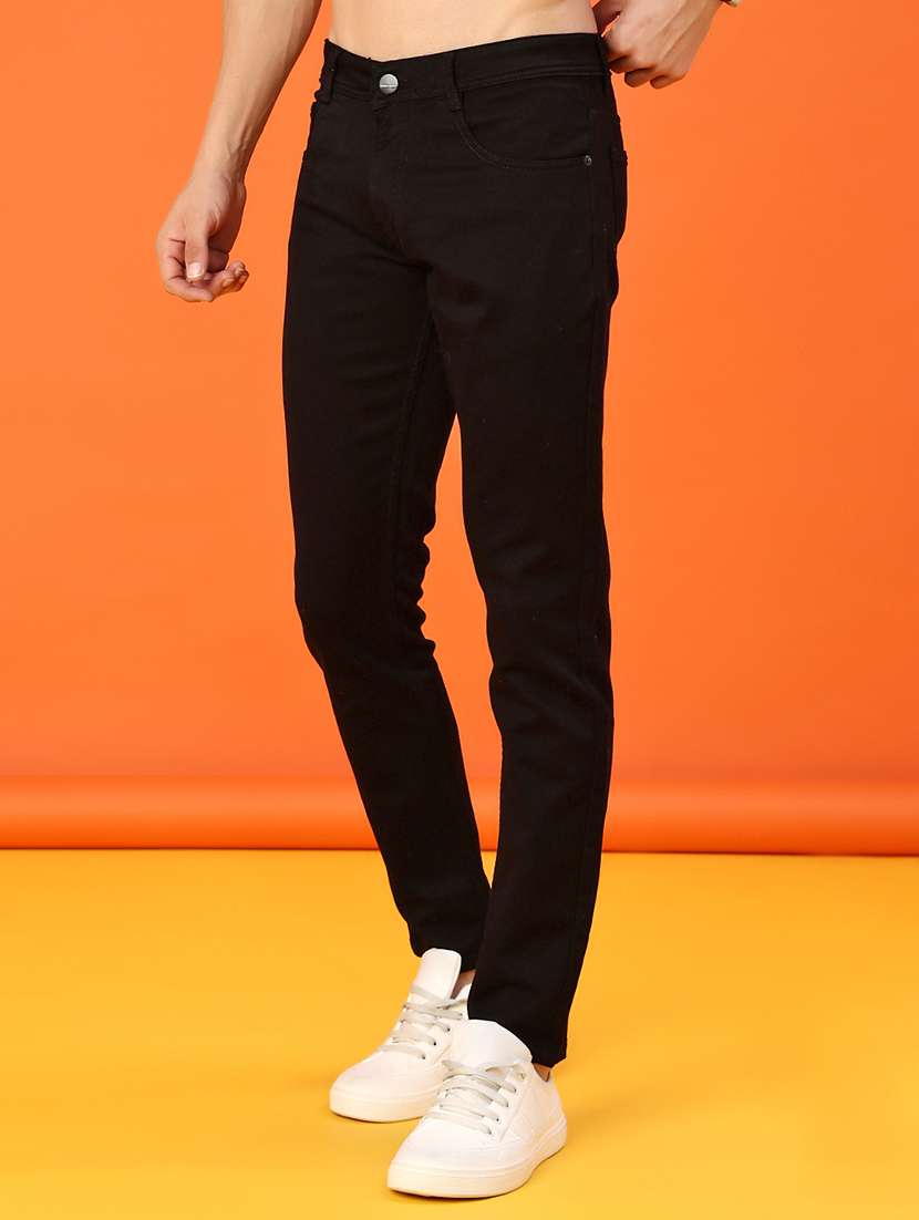 men plain mid rise full length slim fit jeans - 22092949 -  Standard Image - 2