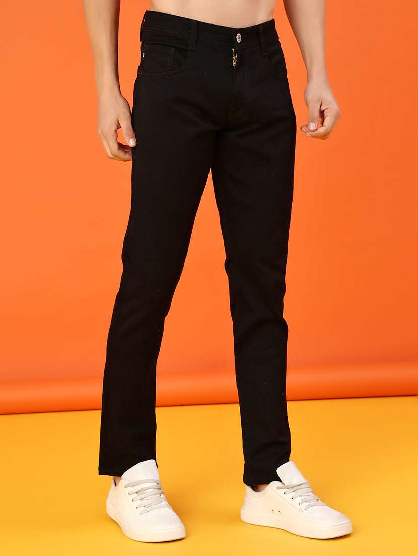 men plain mid rise full length slim fit jeans - 22092950 -  Standard Image - 2