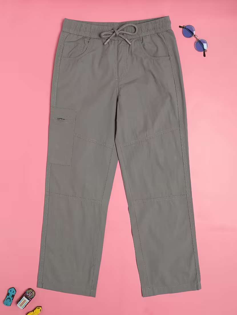 boys plain mid rise regular fit cargo - 22093021 -  Standard Image - 2
