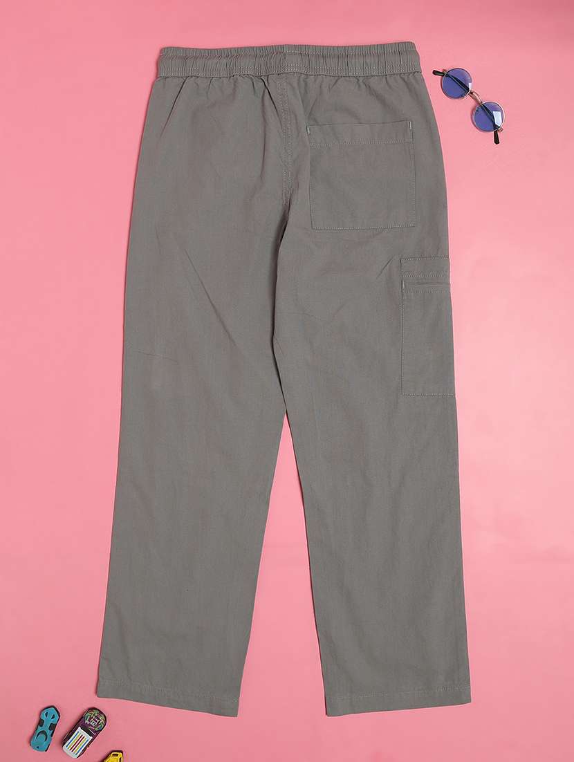 Boys Plain Mid Rise Regular Fit Cargo - 22093021 -  Standard Image - 2