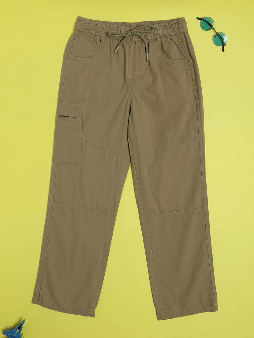 boys plain mid rise regular fit cargo