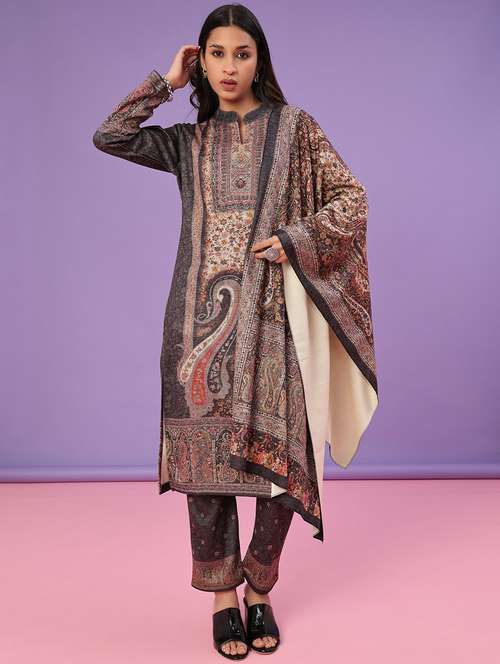 women self design long sleeve kurta pant with dupatta set - 22093062 -  Standard Image - 0