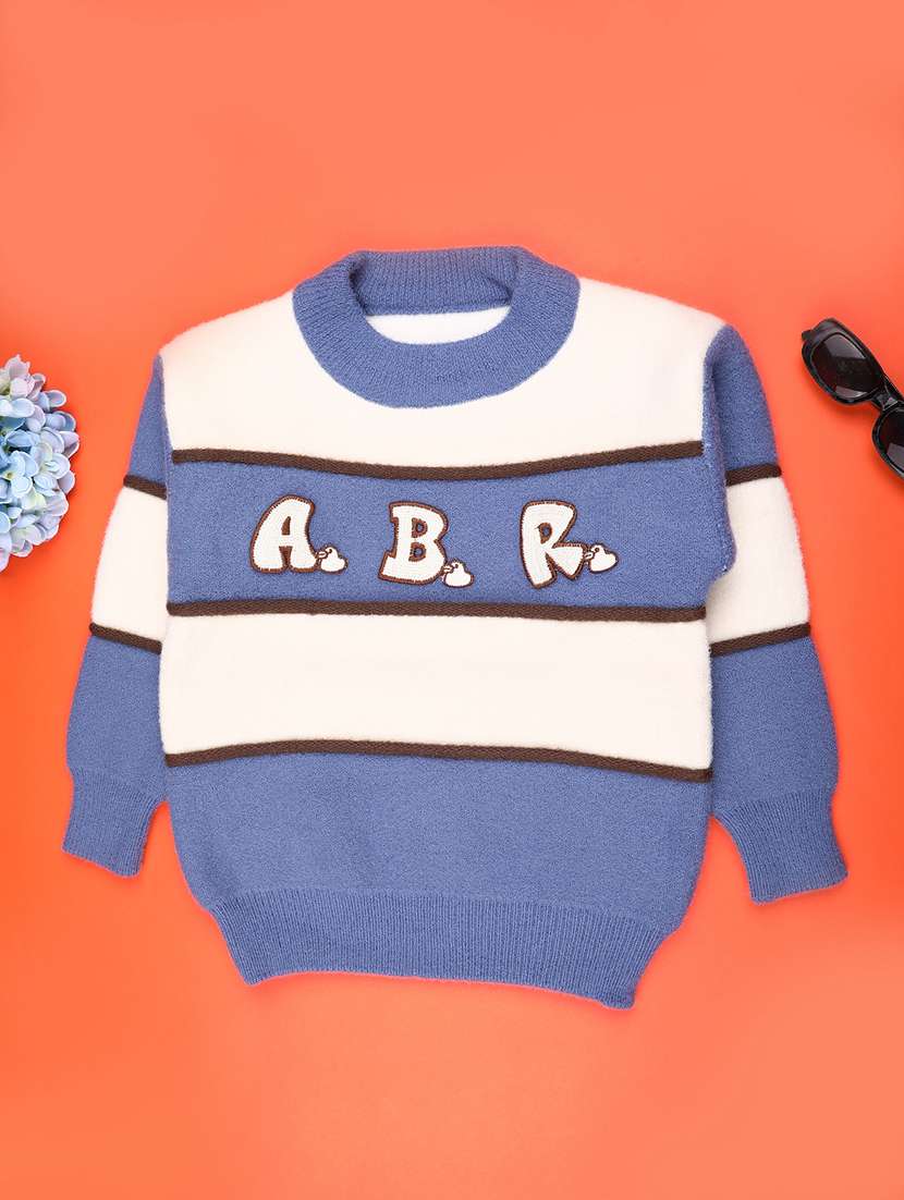 boys self design long sleeve sweater