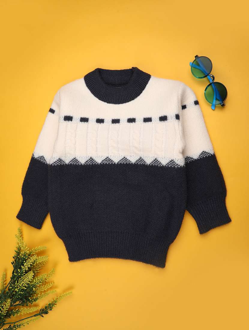 boys self design long sleeve sweater