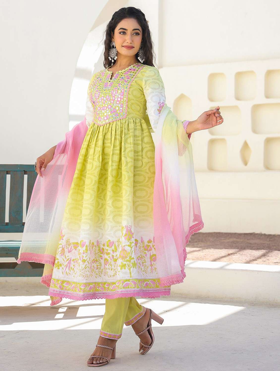 women embroidered long sleeve kurta pant with dupatta set - 22093271 - Standard Image - 2