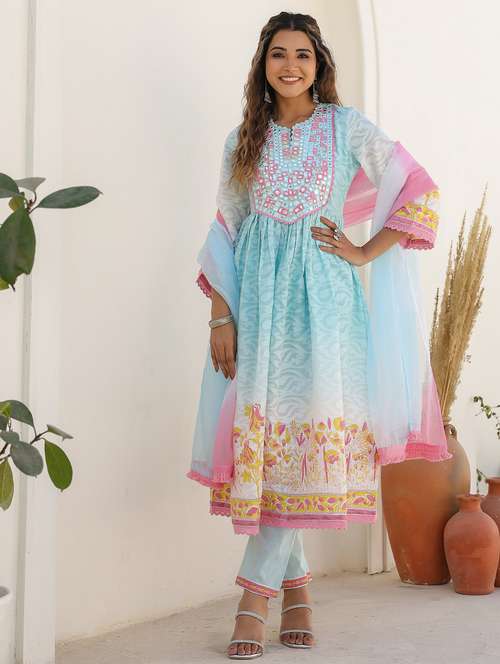 women embroidered long sleeve kurta pant with dupatta set - 22093273 -  Standard Image - 0