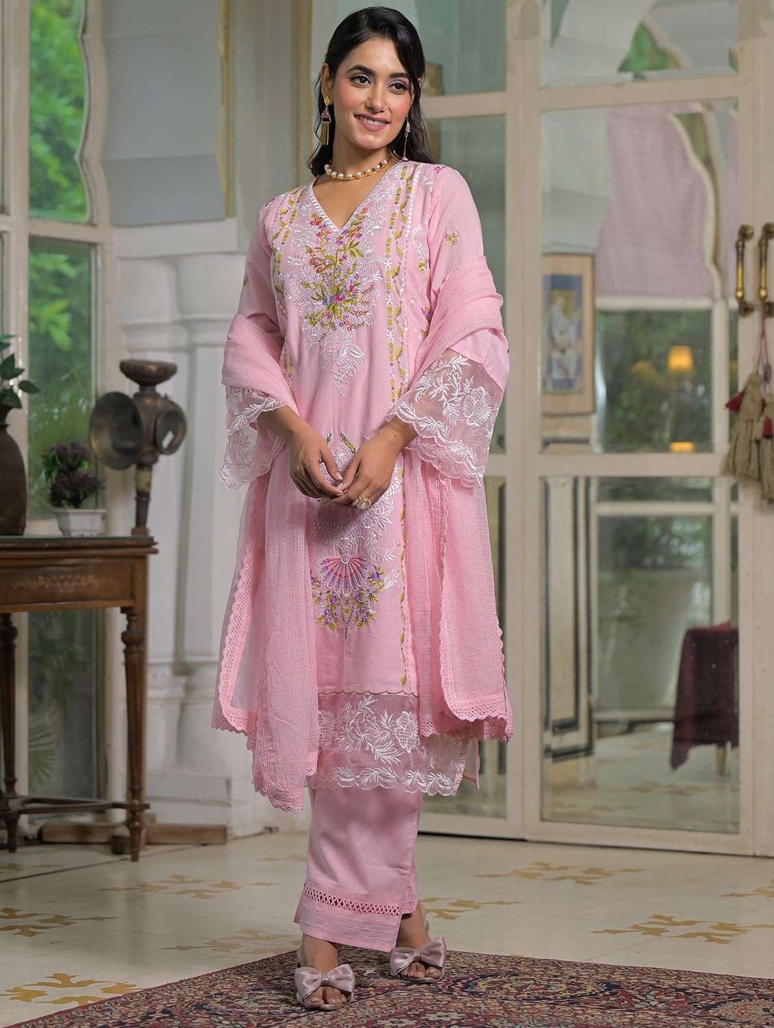women embroidered long sleeve kurta pant with dupatta set - 22093293 - Standard Image - 2