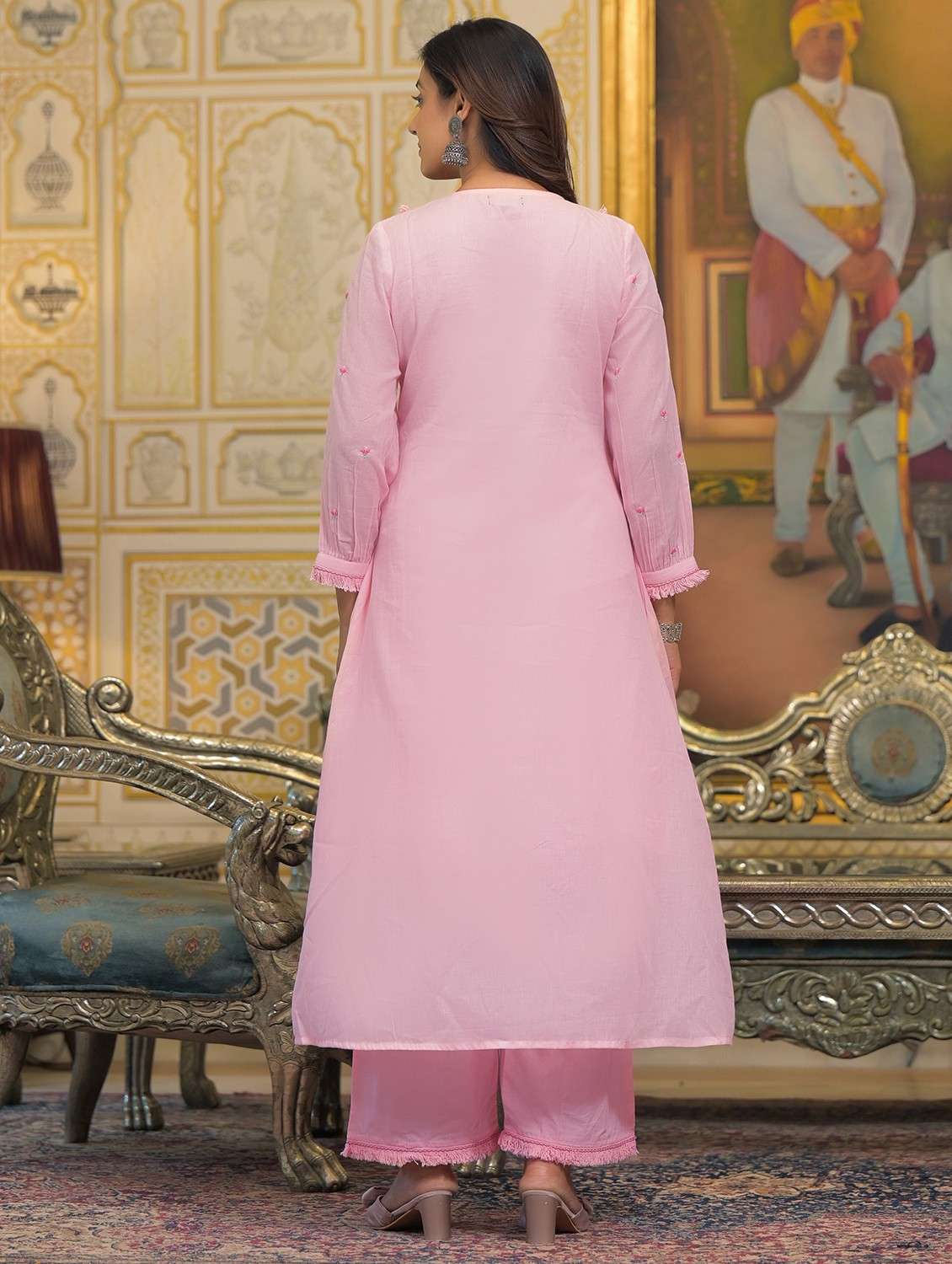 women embroidered long sleeve kurta pant with dupatta set - 22093296 - Standard Image - 2