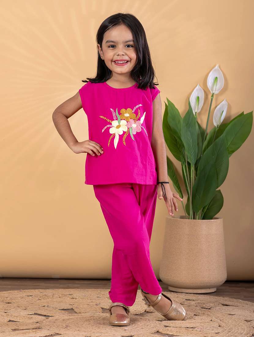 girls embroidered top & palazzo co-ord set - 22093303 - Standard Image - 2