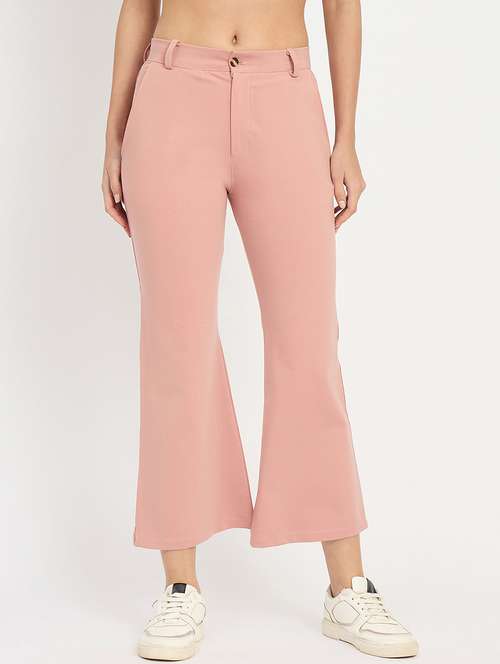 women solid mid rise bootcut trouser - 22093345 -  Standard Image - 0