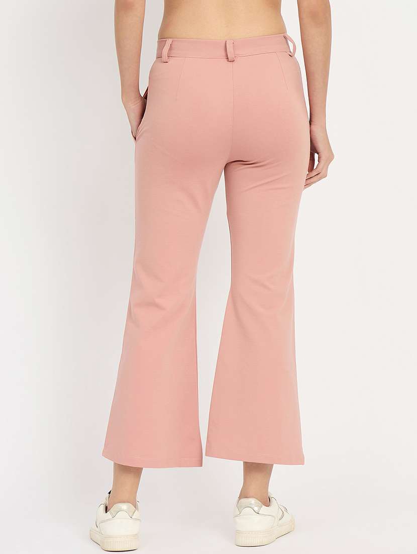 women solid mid rise bootcut trouser - 22093345 -  Standard Image - 2