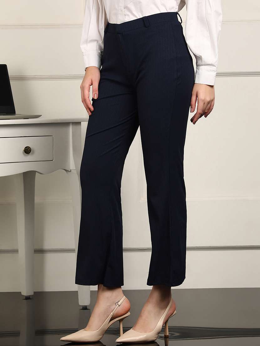 women solid mid rise bootcut trouser - 22093347 -  Standard Image - 2