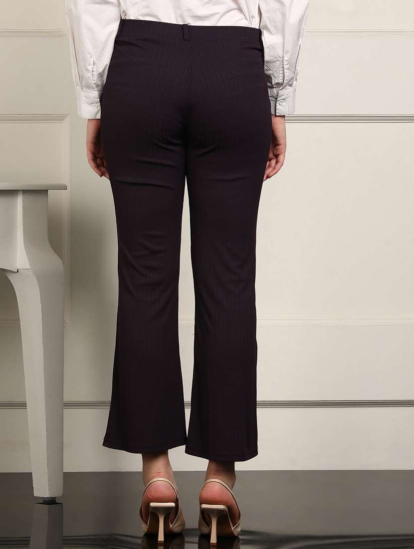 women solid mid rise bootcut trouser - 22093349 - Standard Image - 2